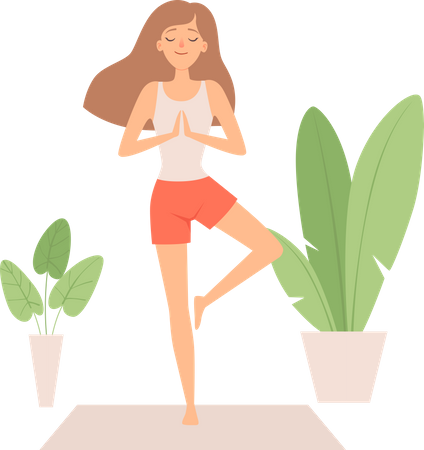 Mujer haciendo yoga  Ilustración