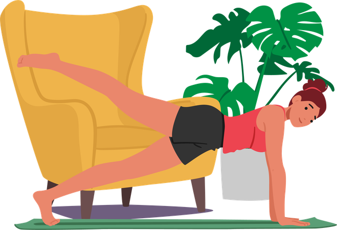 Mujer haciendo yoga matutino  Ilustración