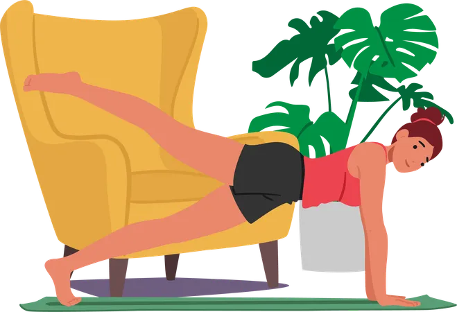 Mujer haciendo yoga matutino  Ilustración