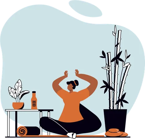 Mujer haciendo yoga matutino  Ilustración