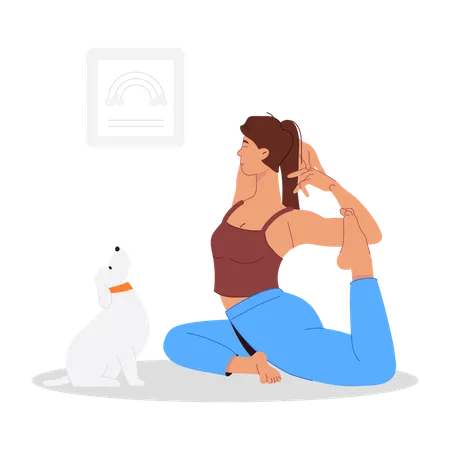 Mujer haciendo yoga matutino  Ilustración