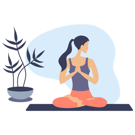 Mujer haciendo yoga matutino  Ilustración