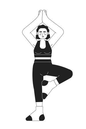 Mujer haciendo yoga matutino  Ilustración