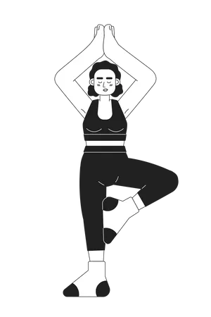 Mujer haciendo yoga matutino  Ilustración