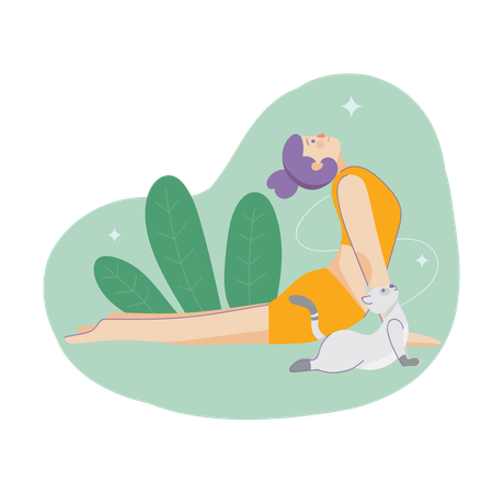 Mujer haciendo yoga matutino  Ilustración