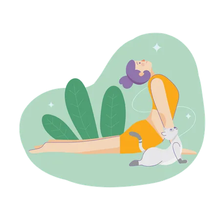 Mujer haciendo yoga matutino  Ilustración