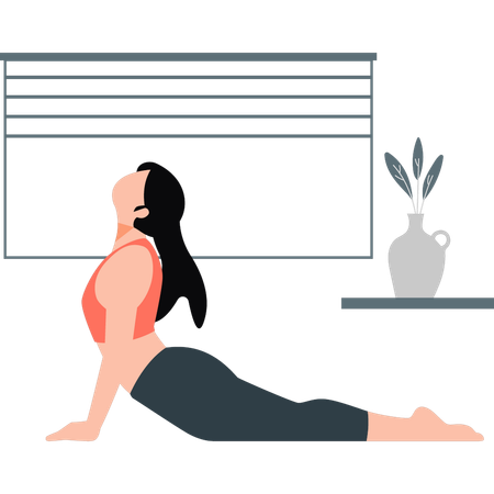 Mujer haciendo yoga por la mañana  Ilustración