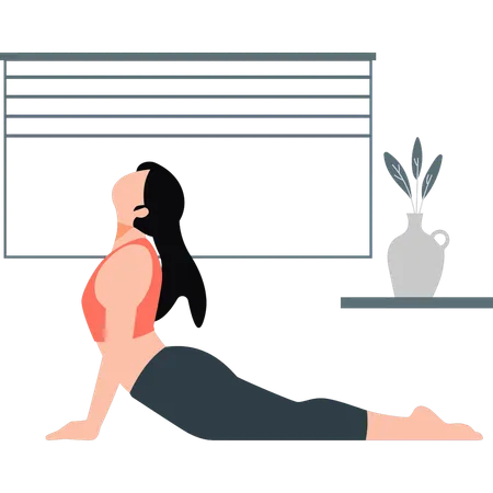 Mujer haciendo yoga por la mañana  Ilustración