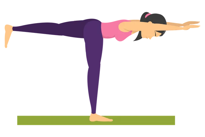 Mujer haciendo pose de guerrero de yoga  Ilustración