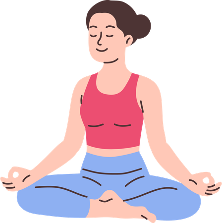 Mujer haciendo meditación yoga  Ilustración