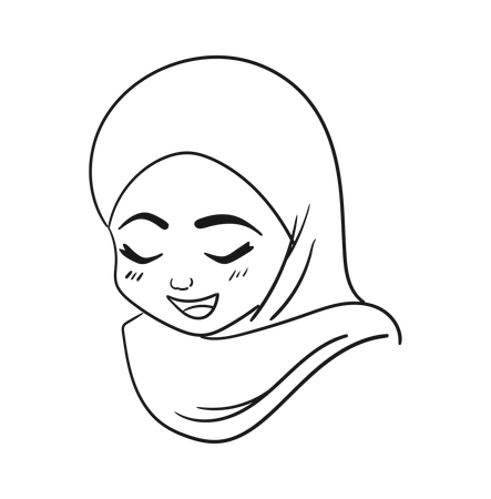 Mujer tímida hijab  Ilustración