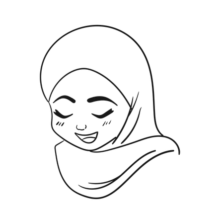 Mujer tímida hijab  Ilustración