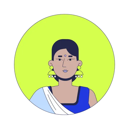 Mujer hindú en vestido sari  Ilustración