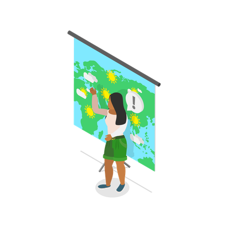 Mujer impartiendo instrucción sobre medios de comunicación  Illustration