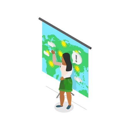 Mujer impartiendo instrucción sobre medios de comunicación  Illustration