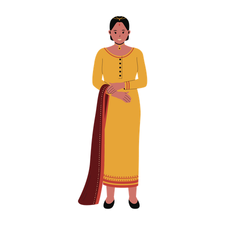 Mujer india en ropa tradicional  Ilustración