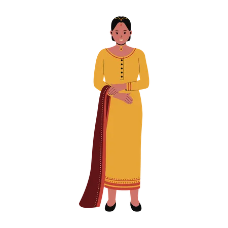 Mujer india en ropa tradicional  Ilustración