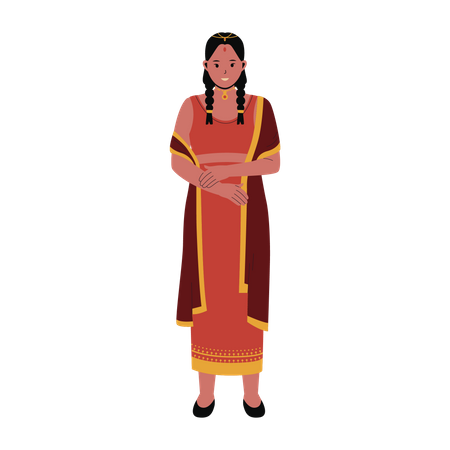 Mujer india en ropa tradicional  Ilustración