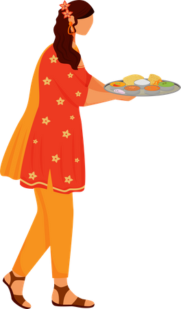 Mujer india vistiendo sari  Ilustración
