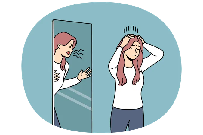 La mujer intenta contener la agresión.  Ilustración