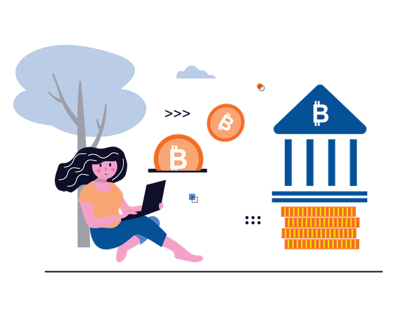 Inversionista bitcoin femenina  Ilustración