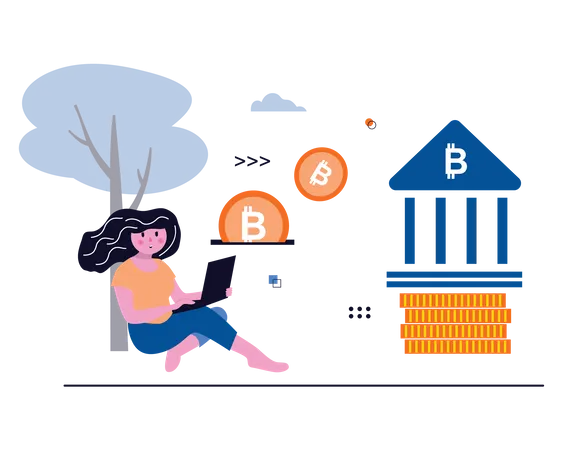 Inversionista bitcoin femenina  Ilustración