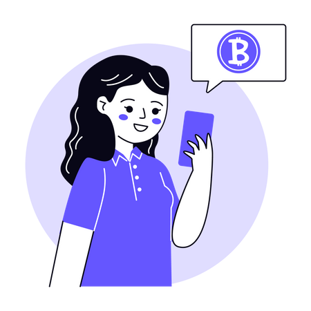 Inversionista bitcoin femenina  Ilustración