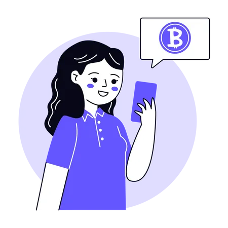 Inversionista bitcoin femenina  Ilustración