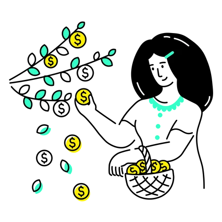 Inversionista obteniendo ganancias de la inversión  Ilustración