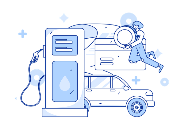 Mujer invierte en gasolinera para crecimiento de negocio  Ilustración