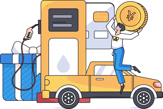 Mujer invierte en gasolinera para crecimiento de negocio  Ilustración