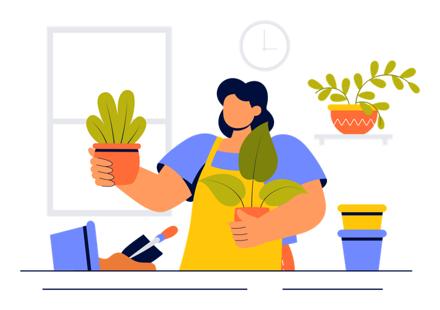 Mujer jardineria  Ilustración