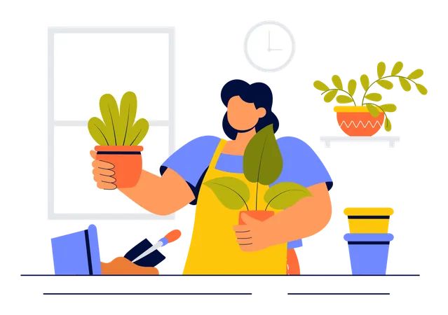 Mujer jardineria  Ilustración