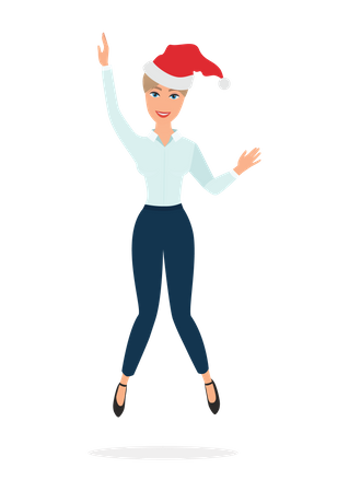 Mujer joven bailando en la fiesta de Navidad  Ilustración