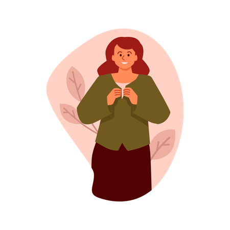 Mujer joven con camisa verde  Ilustración