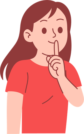 Mujer joven con gesto de silencio con la mano  Ilustración