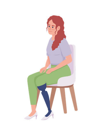 Mujer joven con prótesis de pierna  Ilustración