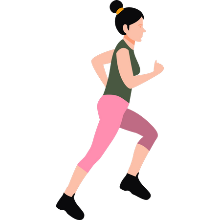 Mujer joven corriendo para hacer ejercicio  Ilustración