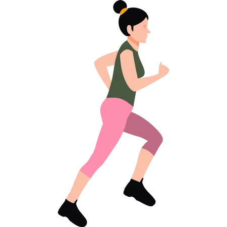 Mujer joven corriendo para hacer ejercicio  Ilustración