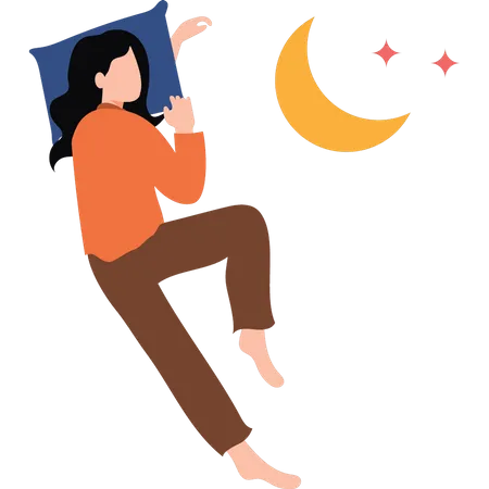 Mujer joven durmiendo  Ilustración