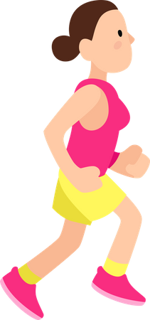 Mujer joven en ropa deportiva corriendo  Ilustración