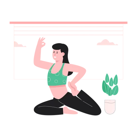 Mujer joven, hacer, yoga  Ilustración