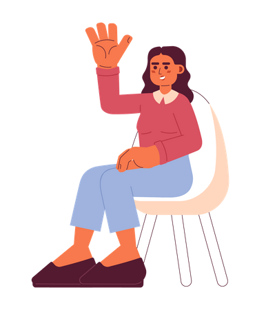 Mujer joven levantando la mano  Ilustración