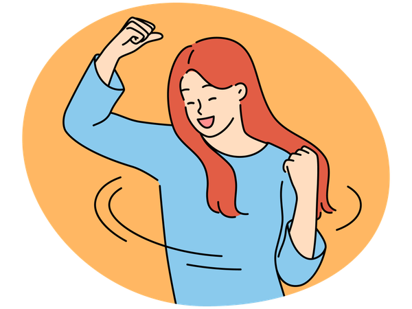 Mujer joven muy contenta que se siente emocionada con las buenas noticias  Illustration