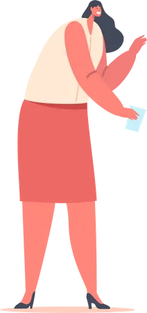 Mujer joven sosteniendo un vaso transparente lleno de agua refrescante  Ilustración