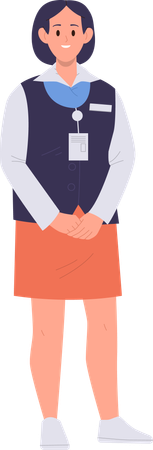 Mujer joven vistiendo uniforme brindando un servicio profesional  Ilustración
