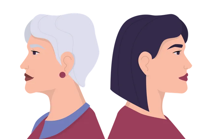 Mujer joven y anciana  Ilustración