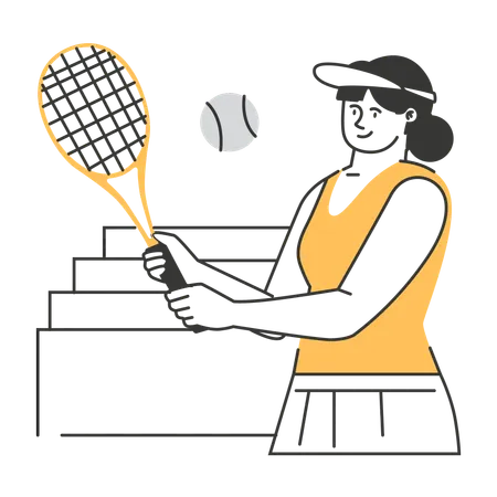 Mujer jugando bádminton  Ilustración