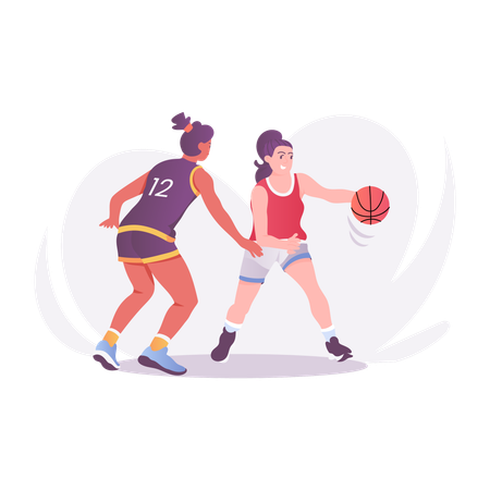 Mujer jugando baloncesto  Ilustración