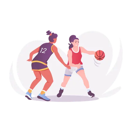 Mujer jugando baloncesto  Ilustración